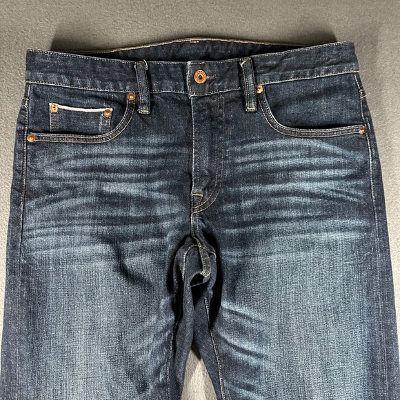 Bonobos Slevedge Slim Jeans Mens 31x30 Blue Dark Wash Made in USA Whiskered - Picture 4 of 16